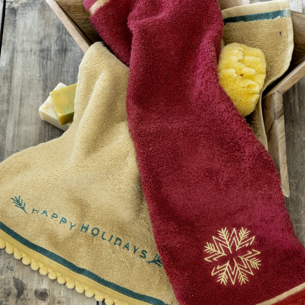 Nima Home Σετ Πετσέτες (2 x 30×50) – Happy Holidays Κόκκινο, Μουσταρδί shopinhome shopinhome