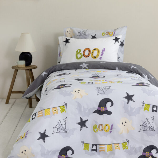 Nima Kids Σετ Σεντόνια Μονά – Boo! Γκρι   (2 x 170×255   52×72) shopinhome shopinhome