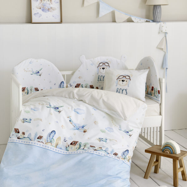 Nima Bebe Κουβερλί Κούνιας – Boy’s World Γαλάζιο   100×140 shopinhome shopinhome
