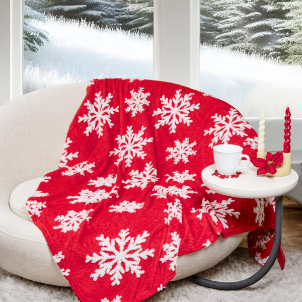 Nima Home Κουβέρτα καναπέ 130×170 – Snowtime Κόκκινο, Λευκό shopinhome shopinhome
