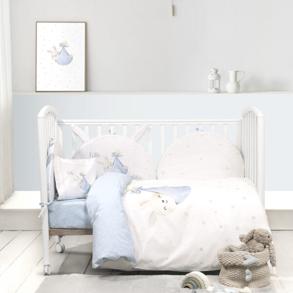 Nima Bebe Σετ Σεντόνια Κούνιας – Little Mister Λευκό, Γαλάζιο   (2 x 120×170   30×40) shopinhome shopinhome