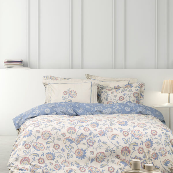 Nima Home Σετ Παπλωματοθήκη Υπέρδιπλη – Nivia Μπεζ, Μπλε   (1 x 220×240 + 2    52×72+5) shopinhome shopinhome