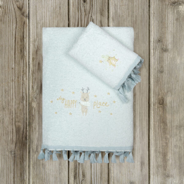 Nima Kids Σετ Πετσέτες (30×50 + 70×140) – Happy Place Γαλάζιο shopinhome shopinhome