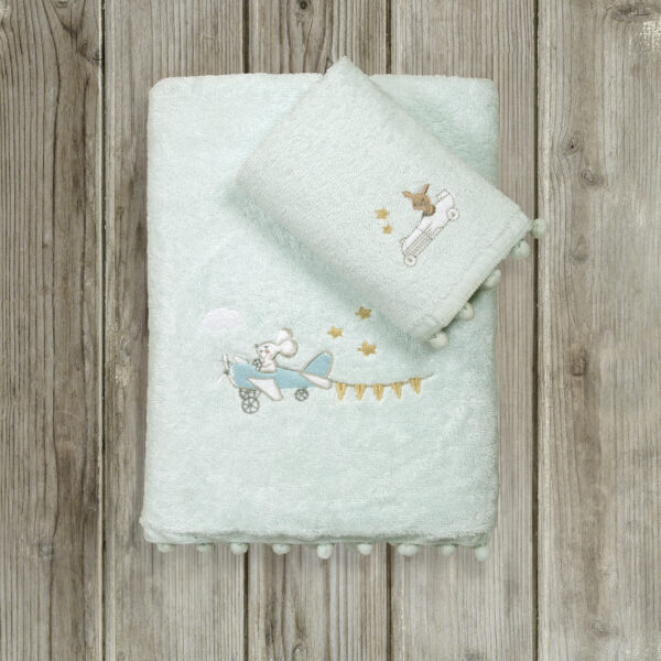 Nima Bebe Σετ Πετσέτες (30×50 + 70×140) – Joy Ride Γαλάζιο shopinhome shopinhome