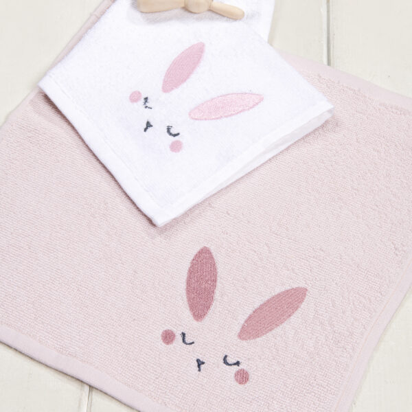 Nima Bebe Σετ Πετσέτες (2 x 30×30) – Sweet Bunny Λευκό, Ροζ shopinhome shopinhome